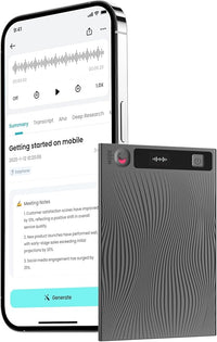 Mobvoi TicNote - Grabadora de Voz IA 64GB con Memoria, Estuche, Control por App, 100+ Idiomas con IA “Shadow“, Grabadora Digital para Llamadas, Clases y Reuniones