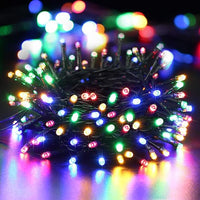 BrizLabs Guirnalda Luces de Navidad 10m 100 LED Cadena de Luces Luminosa de Batería Exterior Impermeable 8 Modos Cable Verde Decoración para Interior Jardín Balcón Fiesta Terraza, Multicolor