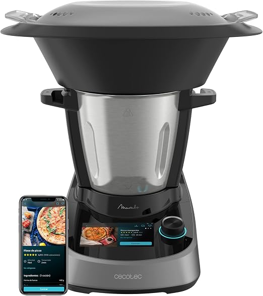 Cecotec Robot de Cocina Multifunción Mambo Touch. 1600 W, 37 Funciones, Pantalla Táctil TFT 5" con Recetario Integrado, 3,3 Litros de Capacidad, APP, Báscula y Jarra de Acero Inoxidable