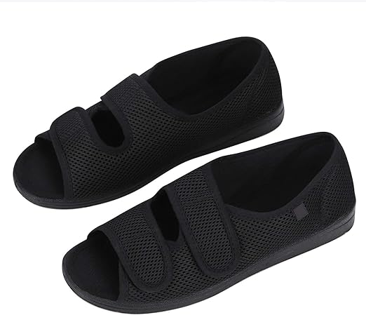Pantuflas para diabéticos mujer, sandalias ajustables con puntera abierta, calzado ortopédico transpirable, zapatos para ancianos, pantuflas acogedoras para caminar