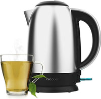 Cecotec Hervidor de Agua Eléctrico de 1,7L Thermosense 200 Steel. 2200W, Cuerpo de Acero Inoxidable, Base con Giro de 360º, Asa Ergonómica Tacto Frío, Indicador Luminoso, Doble Sistema de Protección