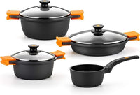BRA Efficient Batería 7 Piezas Aluminio Fundido Antiadherente, apta todo tipo de Cocinas e Inducción.