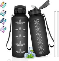 Thumbnail for Botella Agua, Botella 1 5 litros, Botella Agua Gimnasio, A Prueba de Fugas, Botella con Pajita, Botella Reutilizable, Fácil de Limpiar, Cantimplora para la Yoga, Correr, Ciclismo, Senderismo, Negro