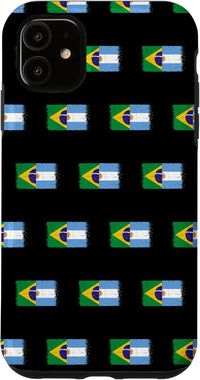 Carcasa para iPhone 11 Brasil Argentina Banderas de Aficionado Brasileño Argentino