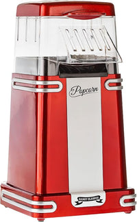 Gadgy Palomitero | PopCorn Machine Clásica y Rápida | 1200W Máquina de Palomitas de Aire Caliente, Sin Aceite ni Grasa | Incluye Vaso Medidor y Tapa Superior Abatible | Rojo Retro