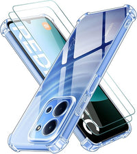 ivoler Funda para Xiaomi Redmi 15C / Poco C85 con 2 Piezas Cristal Templado, Carcasa Protectora Antigolpes Antiarañazos Transparente con Cojín Esquina Parachoques, Suave TPU Silicona Bumper Case
