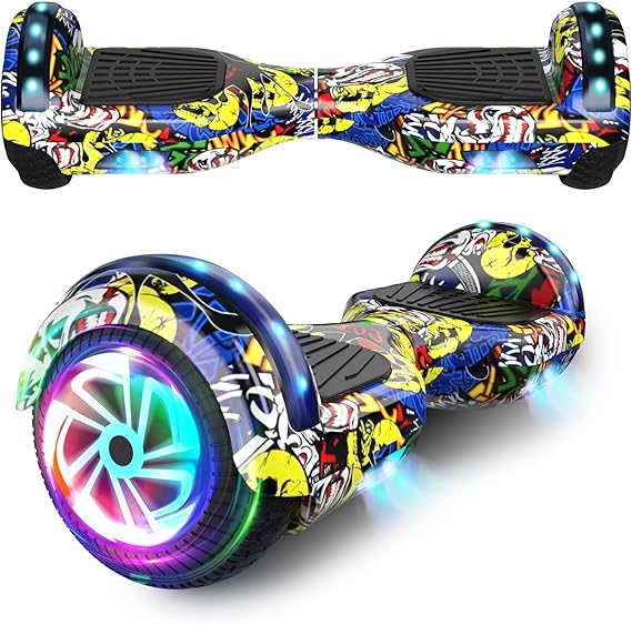 Hoverboard, Gyropode eléctrico de 6,5 pulgadas Hoverboard Hover Scooter Board con música Bluetooth, luces LED y potente motor para niños y adolescentes