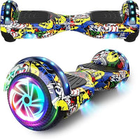 Hoverboard, Gyropode eléctrico de 6,5 pulgadas Hoverboard Hover Scooter Board con música Bluetooth, luces LED y potente motor para niños y adolescentes