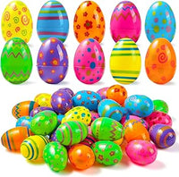 JOYIN Toy 72 pc huevos de plástico impresa brillante pascua 2 3/8