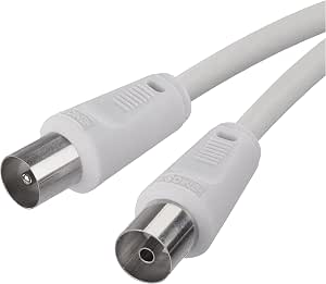 EMOS Cable coaxial de antena de 10 m, cable coaxial para TV digital, receptor, SAT, doble blindaje, recto macho a hembra coaxial recto