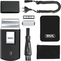 Wahl Afeitadora de viaje: afeitadora eléctrica inalámbrica y recargable para hombre, ideal para viajar, para cortar el pelo y la barba, compacta y portátil, Plata