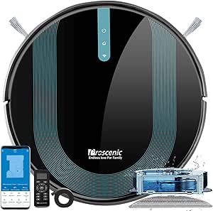 proscenic 850T Robot Aspirador 3000Pa, Robot Aspirador y Fregasuelos Potente, Navegación Inteligente, Depósito Mixto 2 en 1, Control por Siri, IFTTT, App, Alexa y Google Home, para Mascotas/Suelo