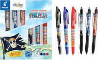 PILOT x ONE PIECE - Estuche de coleccionista de 3 Frixion Ball + 3 FriXion Ball Plus + 4 Stickers - Bolígrafos borrables - Edición limitada One Piece - Recargables - Negro, Azul, Rojo - Punta media