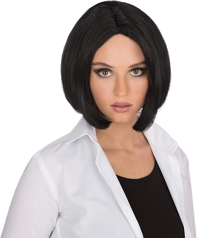 Bristol Novelty Peluca negra con raya frontal, multicolor (BW652)