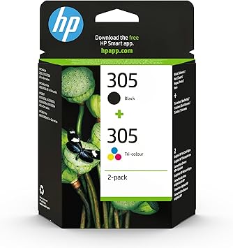 HP 305 6ZD17AE, Negro y Tricolor, Cartuchos de Tinta Originales, Pack de 2, compatible con impresoras de inyección de tinta HP Deskjet, HP Deskjet Plus y HP Envy