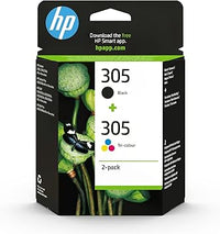 HP 305 6ZD17AE, Negro y Tricolor, Cartuchos de Tinta Originales, Pack de 2, compatible con impresoras de inyección de tinta HP Deskjet, HP Deskjet Plus y HP Envy