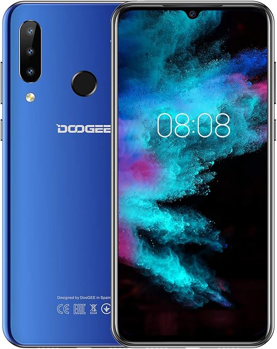 DOOGEE N20 (2019) SIM Móvil Libres, Helio P23 Octa-Core 4GB RAM 64GB ROM, 6.3 Pulgadas FHD + Waterdrop Pantalla Android 9.0 4G Smartphone, 16MP + 8MP + 8MP + 16MP, 4350mAh, 10W Carga Rápida Azul