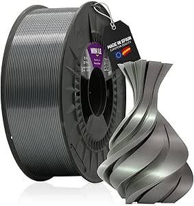 WINKLE Filamento PLA Silk (Seda) Plata Mercurio | Filamento Impresora 3D | Filamento PLA 1,75mm 1kg | PLA Plata | Acabado Suave y Sedoso | Precisión Dimensional | Bobina 1kg