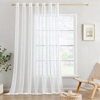 MIULEE 1 Hojas Cortinas Lino Visillo Translucido 300x245cm Blanco