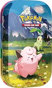 Pokémon: Minilata Megaevolución-Héroes Ascendentes: Clefairy y Chikorita (1 Pegatina, 1 Tarjeta Pokémon ilustrada y 2 Sobres de Mejora)