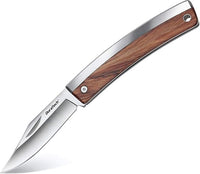 DURATECH Navaja Plegable, Cuchillo de Acero Inoxidable con Mango de Madera, Liviana y Compacta, Cuchillo Plegable de Bolsillo para Camping, Picnic, Senderismo