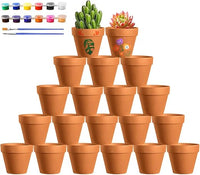 Realure 20 Piezas Maceta Terracota para Suculentas, Macetas Pequeñas con Colores & Pinceles, Macetas Barro con Agujero de Drenaje, Macetas para Flores de Terracota 4.5x4 cm, para Suculentas, Cactus