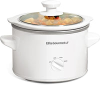 Elite Gourmet MST-250XW# Keramik-Schongarer, elektrisch, mit einstellbarer Temperatur, für Vorspeisen, Saucen, Suppen, Braten, Eintöpfe und Dips, spülmaschinenfest (1,7 l, weiß)