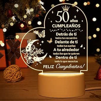 Vetbuosa 50 Cumpleaños, 50 Cumpleaños Mujer/Hombre, Lámpara de Noche, Regalo 50 Años Mujer, Regalo 50 Aaños Hombre