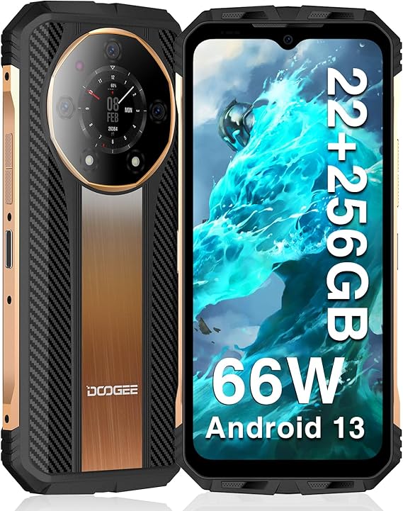 DOOGEE S110 Telefono Movil Irrompible 22GB+256GB (TF 2TB), 6,6" FHD+ 120Hz Móvil Resistente a Golpes y Agua, 50MP Cámara, 10800mAh Batería 66W, Helio G99, IP68IP69K/NFC/Huella Dactilar/Face ID-2024