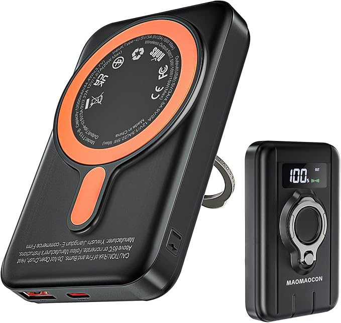 Magnetic Power Bank 12000mAh 22.5W Carga rápida Cargador portátil inalámbrico PowerBank con Pantalla LCD pequeño USB-C batería con mag-Safe para Smartphones Smartwatch MagGo