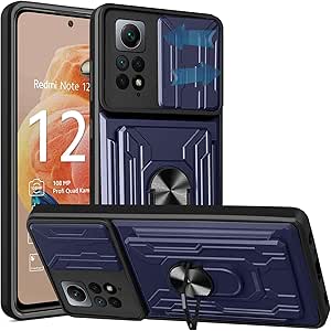 KZIOACSH Funda Xiaomi Redmi Note 12 Pro 4G/Redmi Note 11 Pro 4G/5G,[Tapa Deslizante para la cámara] Anti-Choque con 360 Grados Magnetic Anillo Hard PC y Silicona TPU Bumper antigolpes Case,Azul