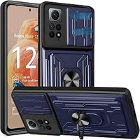KZIOACSH Funda Xiaomi Redmi Note 12 Pro 4G/Redmi Note 11 Pro 4G/5G,[Tapa Deslizante para la cámara] Anti-Choque con 360 Grados Magnetic Anillo Hard PC y Silicona TPU Bumper antigolpes Case,Azul