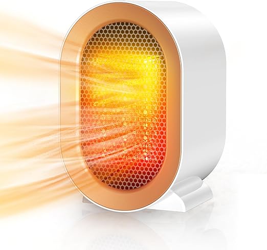 Calefactor Bajo Consumo 1200W, Calentador Cerámico Silencioso,Protección contra el sobrecalentamiento/Automatic Shut-Off, Calefactor Electrico Para 20m2, baño, Oficina, Hogar, Dormitorio