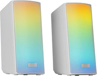 Mars Gaming MSRGB2, Altavoces Bluetooth 5.3 15W, Procesador de Sonido DSP, Iluminación RGB Dinámica, Frontal Total Mesh, Altavoces Compactos con Caja de Control, Entrada Jack de 3.5mm y USB, Blanco