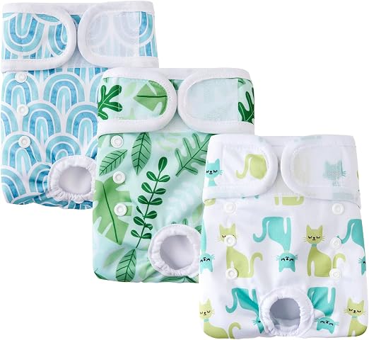 COMSLE Pañales Perro Hembra Reutilizables 3 Packs, Pañales para Perros Altamente Absorbentes, Bragas Perras Menstruales Ajustables y Lavables, Braga Sanitarios para celo Perras
