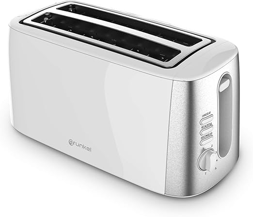 Grunkel - Tostador TS-DOBLEMAXI - Con ranura extra ancha con 7 niveles de tostado, bandeja recogemigas extraíble y recogecable. Función recalentar, descongelar y cancelar - 1400W - (Ranura doble)