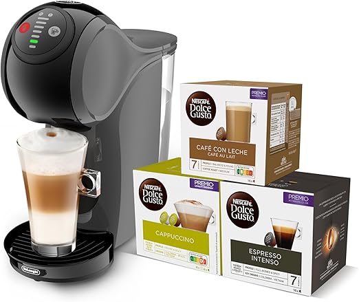 De'Longhi Dolce Gusto Genio S EDG226.A, Máquina de Café en Cápsulas, Incluye 3 Paquetes de Cápsulas, Diseño Compacto, Tamaño de Bebida Ajustable, Depósito de Agua Extraíble de 0,8L, 1600 W, Gris