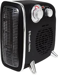 Russell Hobbs RHRETHFH1001B Calefactor Eléctrico de 1800 W/1.8 kW, Ventilador Retro Horizontal/Vertical, con Termostato Ajustable, 2 Ajustes de Temperatura, 20 m2, Control de Dial, Negro