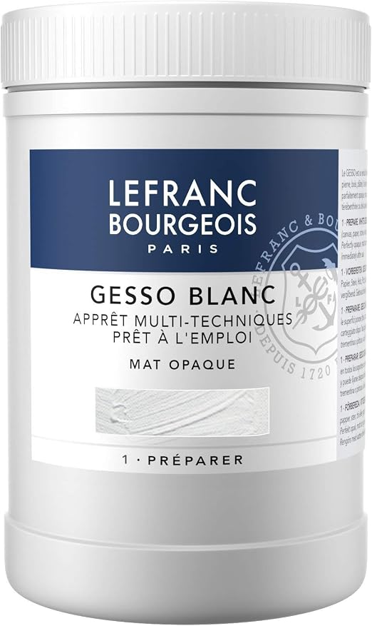 Lefranc Bourgeois - Gesso, Aditivo para Acrílico, Preparador de Superficie Mate Opaco, 1L, Blanco