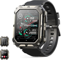 MIGOUFIT Smartwatch Hombre Militar con Llamadas Bluetooth 5.0, Actividad Fitness Reloj Inteligente Hombre con Podómetro Reloj de Impermeable,con 123 Deportes Modos de de Compatible para Android iOS