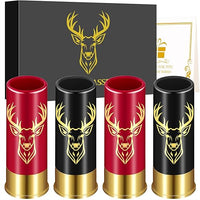 Juego de 4 Vasos de Chupito de Cabeza de Ciervo con Caja de Regalo para Hombres y Mujeres, Regalos de Cumpleaños, Regalos de Caza de Ciervo de Calibre 12 para Cazadores, Vaso de Plástico, Negro y Rojo