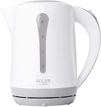 Adler AD1244 Hervidor de Agua Eléctrico 2,5 Litros, Recipiente sin BPA, Resistencia Oculta, 2000 W, Apagado Automático al Alcanzar la Ebullición, Inalámbrico 360º sin Cable, Blanco