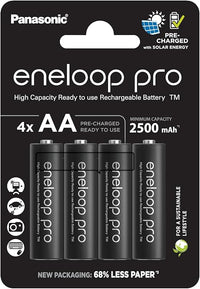 Thumbnail for eneloop Pro, Pilas Recargables AA/Mignon, Paquete de 4, Capacidad de mín. 2500 mAh, Pilas Ni-MH, Listas para Usar, Recargables hasta 500 Veces, Embalaje sin plástico, Pro, Negras