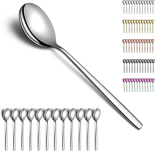 Berglander cucharas de sopa 12 piezas, Mesa moderna de acero inoxidable Cuchara, cuchara de cena, ideal para el hogar, restaurante, hotel, boda y fiesta, apto para lavavajillas, BL.286DS.S12