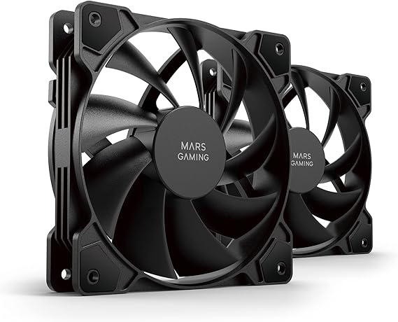 Mars Gaming MF-PROX2, Kit 2x Ventiladores 120mm, Sistema Anti-vibraciones, Ultra-silenciosos, Doble Conexión 3PIN + 4PIN, Negro