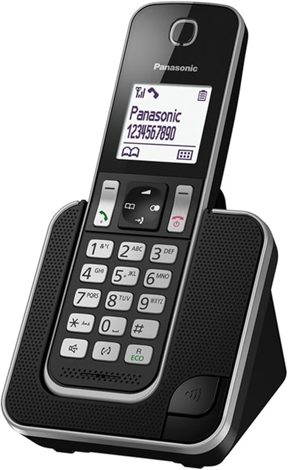 Panasonic KX-TGD310SPB Teléfono fijo inalámbrico(LCD, Identificador de llamadas, Agenda de 120 números, bloqueo de llamada, Modo ECO, Reducción de ruido), Negro
