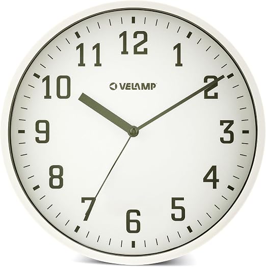 Velamp Runde Quarz-Wanduhr (25 cm Durchmesser), geräuschlos, modern y leise. Gut lesbare Ziffern. Geeignet para Büro, Wohnzimmer, Küche, Schule, Fitnessstudio usw.