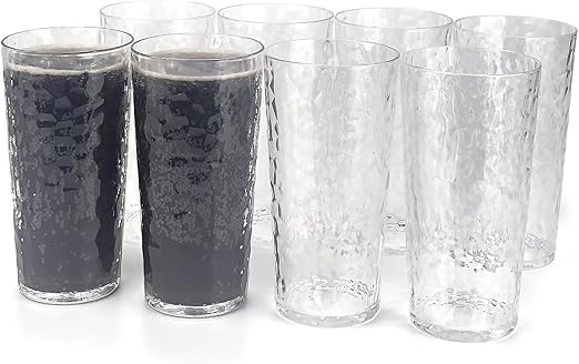 Yalin Vasos de plástico acrílicos de 24 onzas, vasos de plástico reutilizables, apilables, sin BPA, a prueba de roturas, aptos para lavavajillas, juego de 8 (transparente)