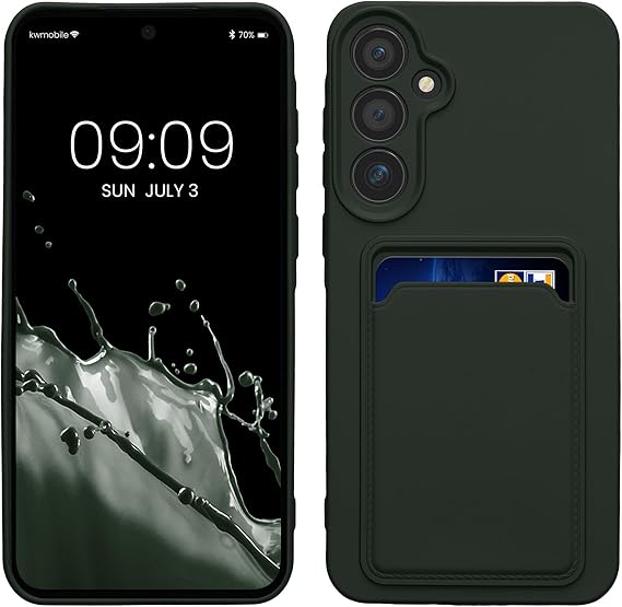 kwmobile Funda Billetera Compatible con Samsung Galaxy A55 5G Funda con Tarjetero - Carcasa Cartera Protectora con Espacio para Tarjeta - Verde Oscuro