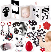 hahaland Juguetes Bebes 0-3 Meses - Blanco y Negro Sensorial Juguetes para Bebes 0 3 6 Meses, Tummy Time Juegos de Estimulación Regalos Bebe 0-6 Meses 30 Piezas Set